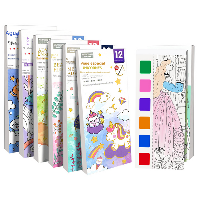 Kids Watercolor Coloring Book with Portable Paints