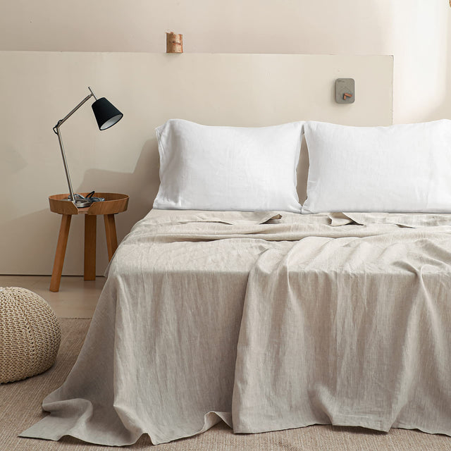 Simple&Opulence 100% Linen Sheet French Flax Flat Sheet Basic