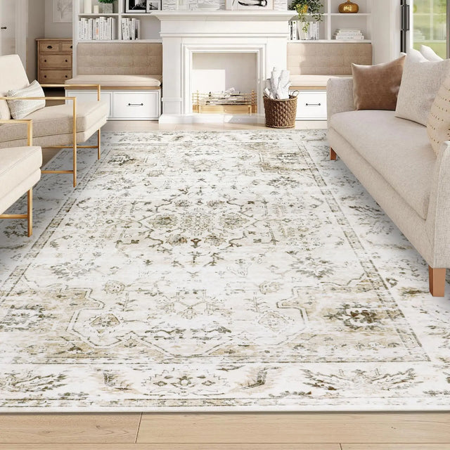 Homcomoda Washable Area Rugs 8x10 Distressed Area Rugs for Living Room Non Slip Printed Floor Carpets for Living Room Bedrom Dining Room