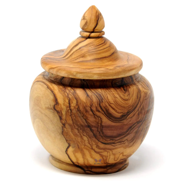 BeldiNest Large Hand-carved Olive Wood Sugar Bowl Shape Acorn Unique Wooden Round Salt Bowl Server (ACORN2)