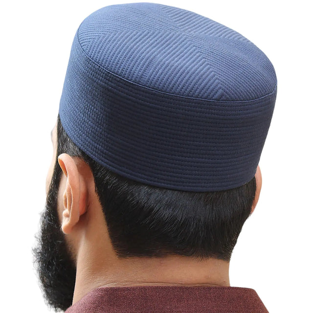 Mens Premium Islamic Skull Cap Hat Topi Takke for Muslim Men Turban Kufi (US Alpha X-Large Navy Blue)