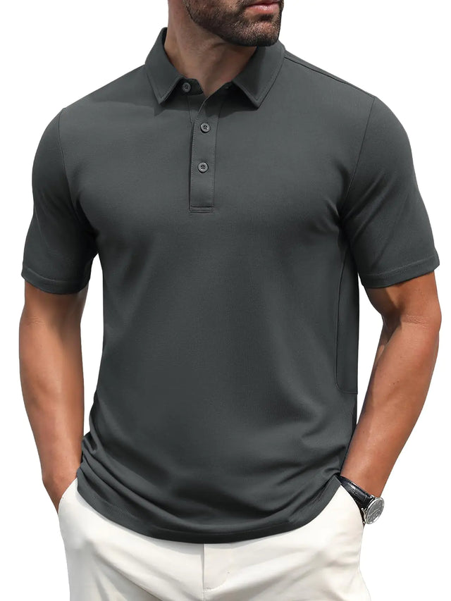 MAGCOMSEN Mens Summer Golf Shirts Quick Dry Casual Button Shirt Lightweight Collared Work Shirts Dark GreyS